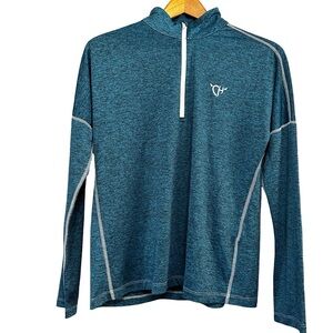 Cowgirl Hardware Blue Heather Quarter Zip Pullover Top Medium Long Sleeve